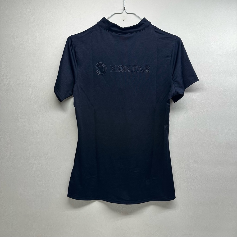 New Montar Kali embossed logo navy Riding Shirt size L - Picture 2 of 8